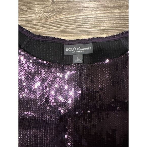 Bold Elements Size Small Purple Sequined Arm Cutout Blouse Top. NWT. Z - Picture 5 of 8